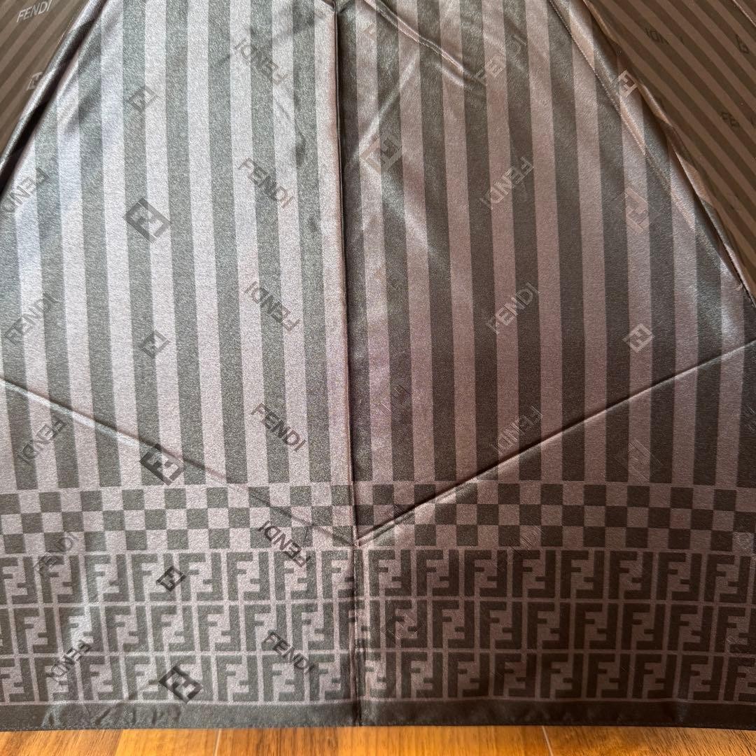 FENDI FF Foldable Umbrella Zucca Stripe Authentic Compact Parasol Genuine