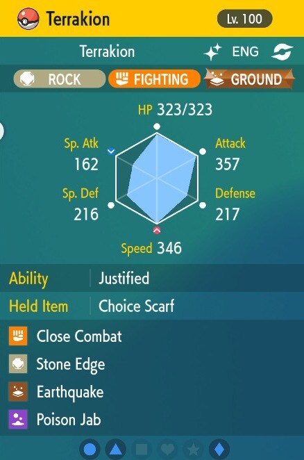 Pokemon Scarlet and Violet 6iv Shiny Max EV Terrakion
