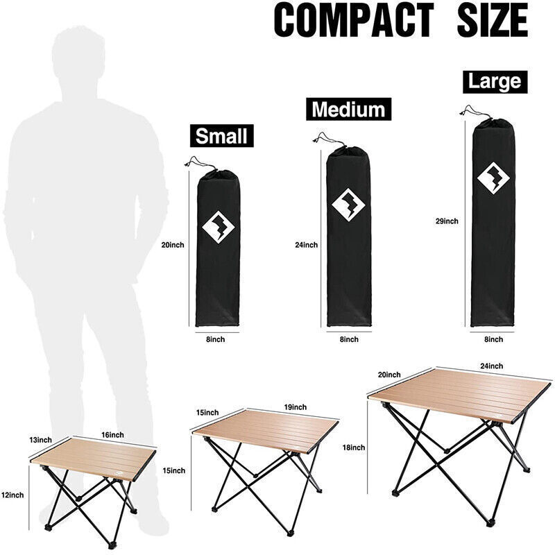 VILLEY 24" Folding Beach Table Portable Camping Table Ultralight Aluminum Table