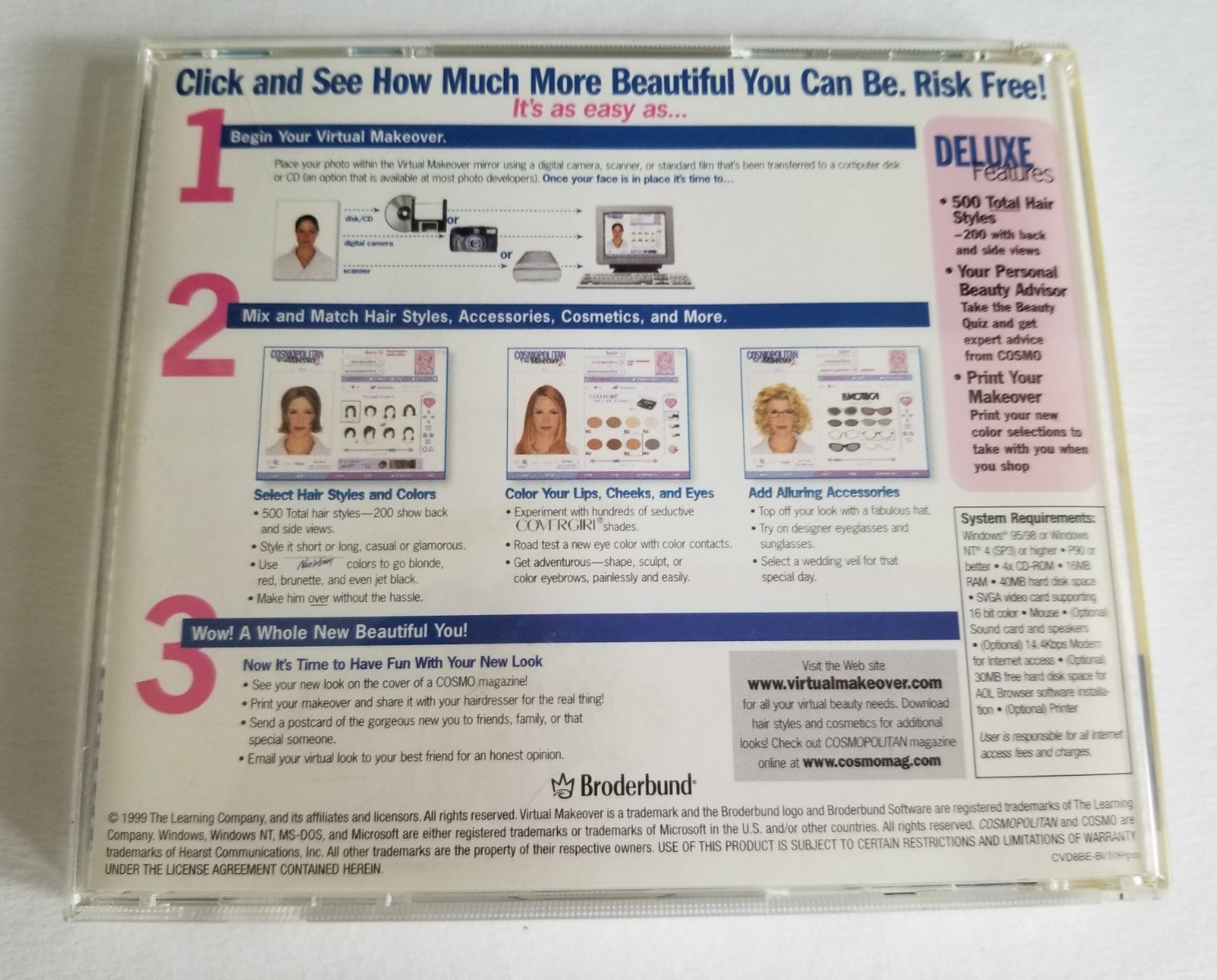 Vintage CD - Cosmopolitan Virtual Makeover 2 Deluxe - Broderbund Software 1999