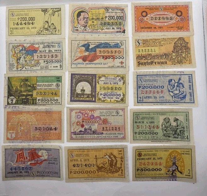 1970s Philippines Paper Collectible Vintage Sweepstakes.Lot Of 15.Original.Used.
