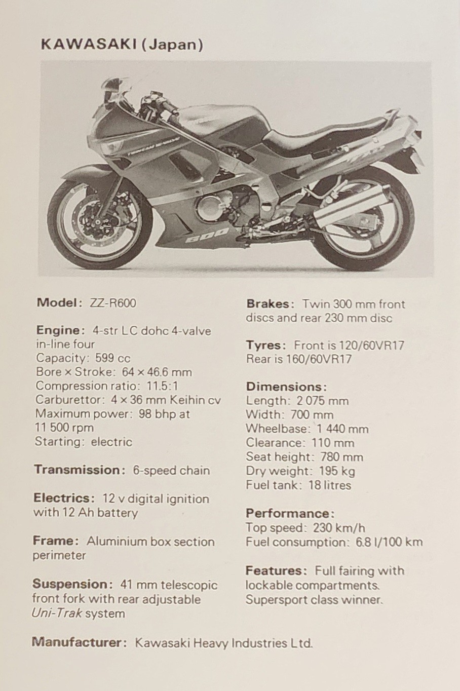 Kawasaki Motorcycle Picture Original Vtg Detail Bike Sheet