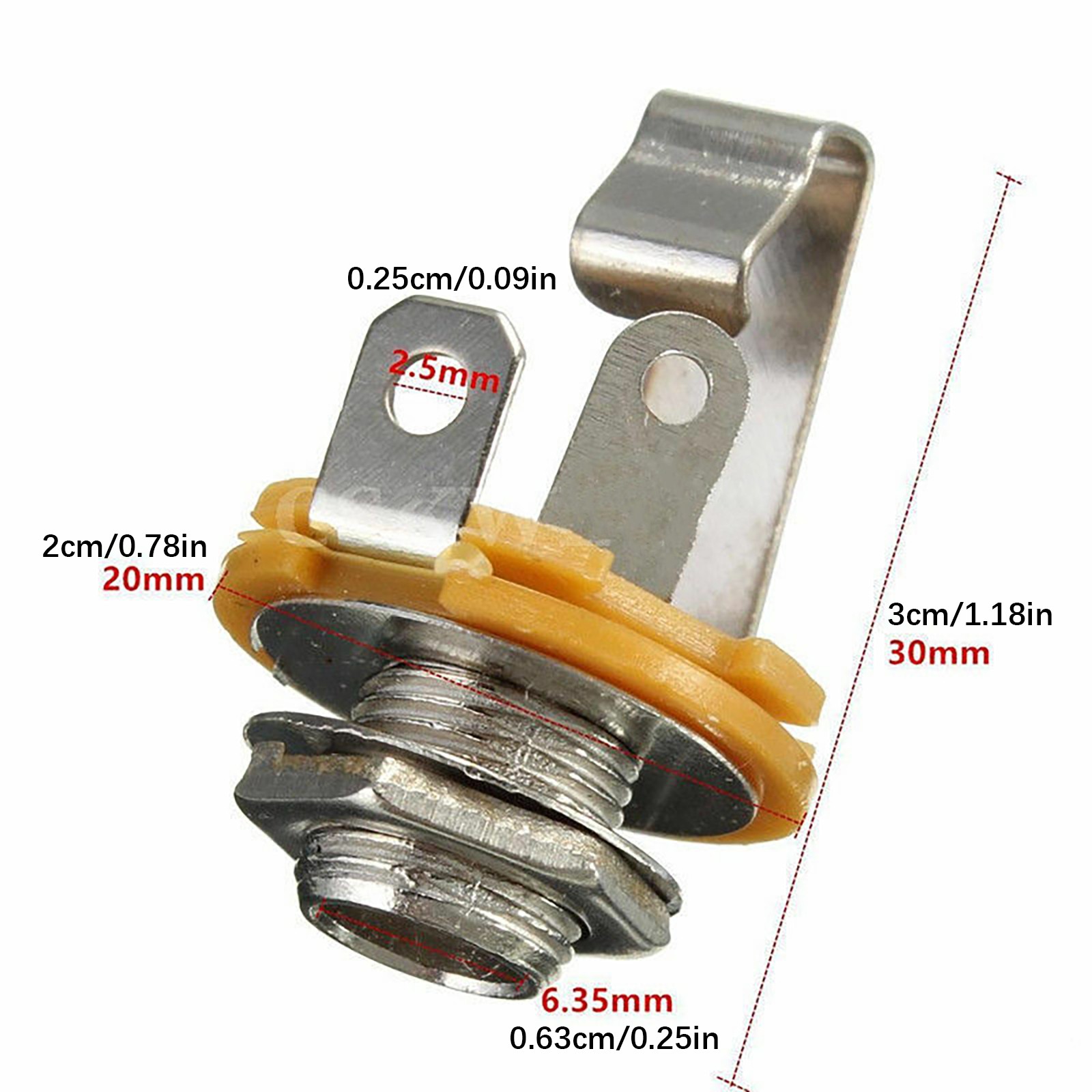 10pcs/Set Mono 1/4" 6.35mm ID Socket Jack Connector Panel Mount Guitar Plate NEW