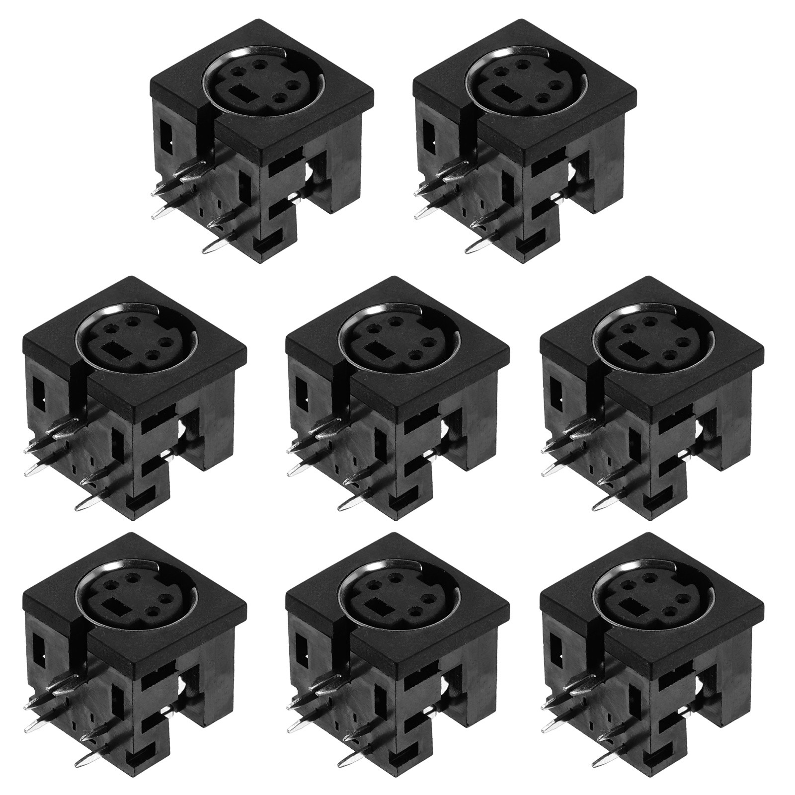 8Pcs 4Pin DIN Female Chassis Connector Socket,S-video PCB Mount for Player,Black