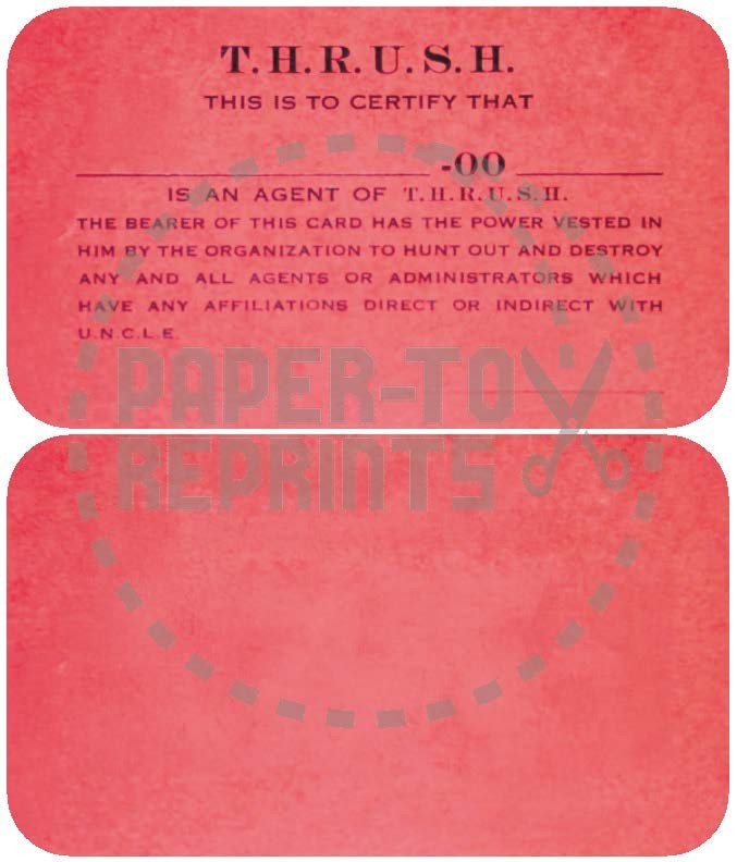 MAN FROM UNCLE - THRUSH MEMBERSHIP CARD - REPRODUCTION