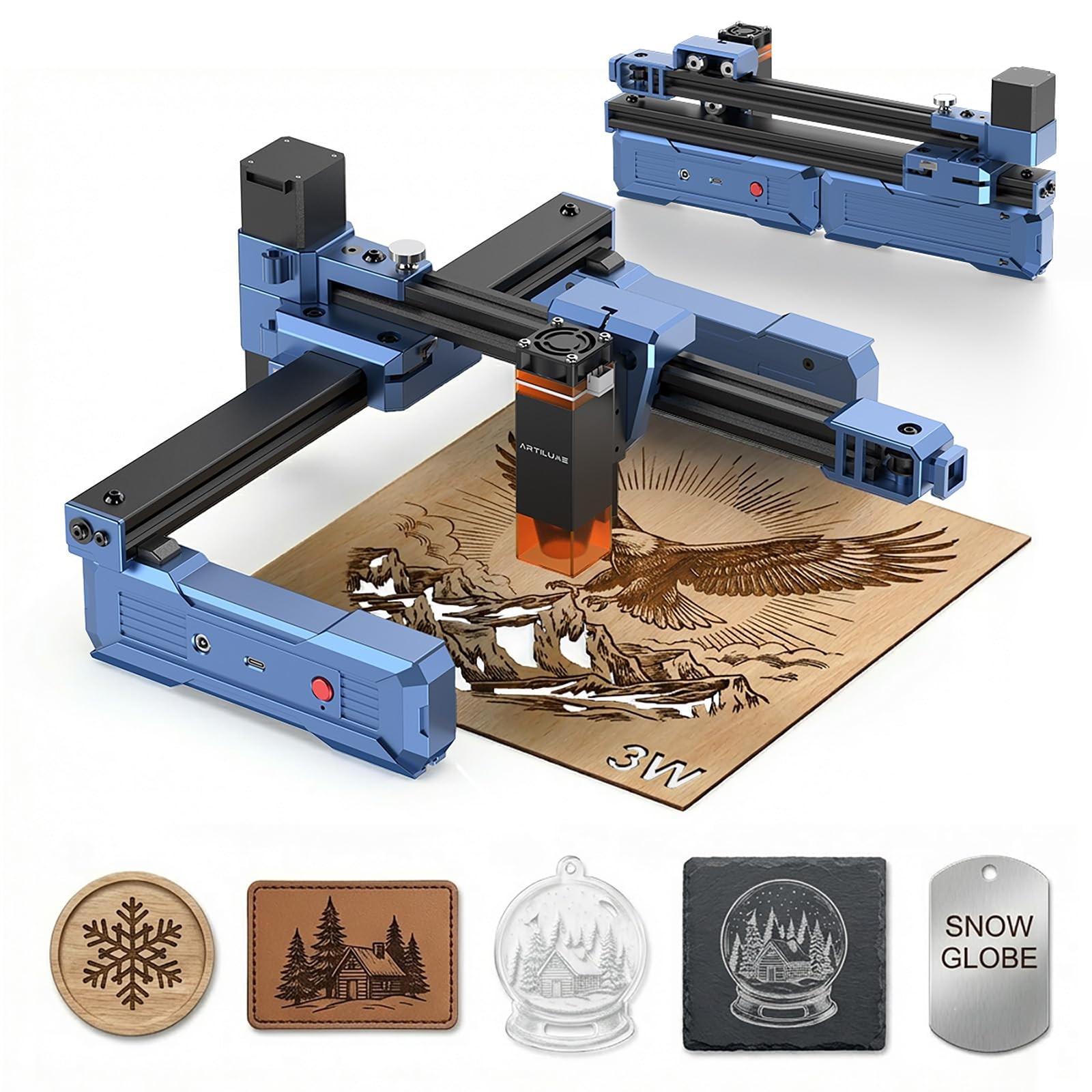 T1 Laser Engraver 3000mW, Foldable Design Laser Engraving Machine, 0.01mm Pre...