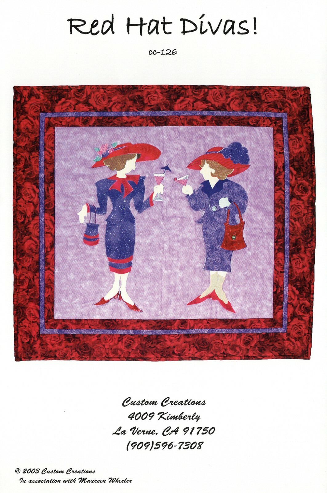 Red Hat Divas! Applique Wall Quilt Pattern by Custom Creations CC-126