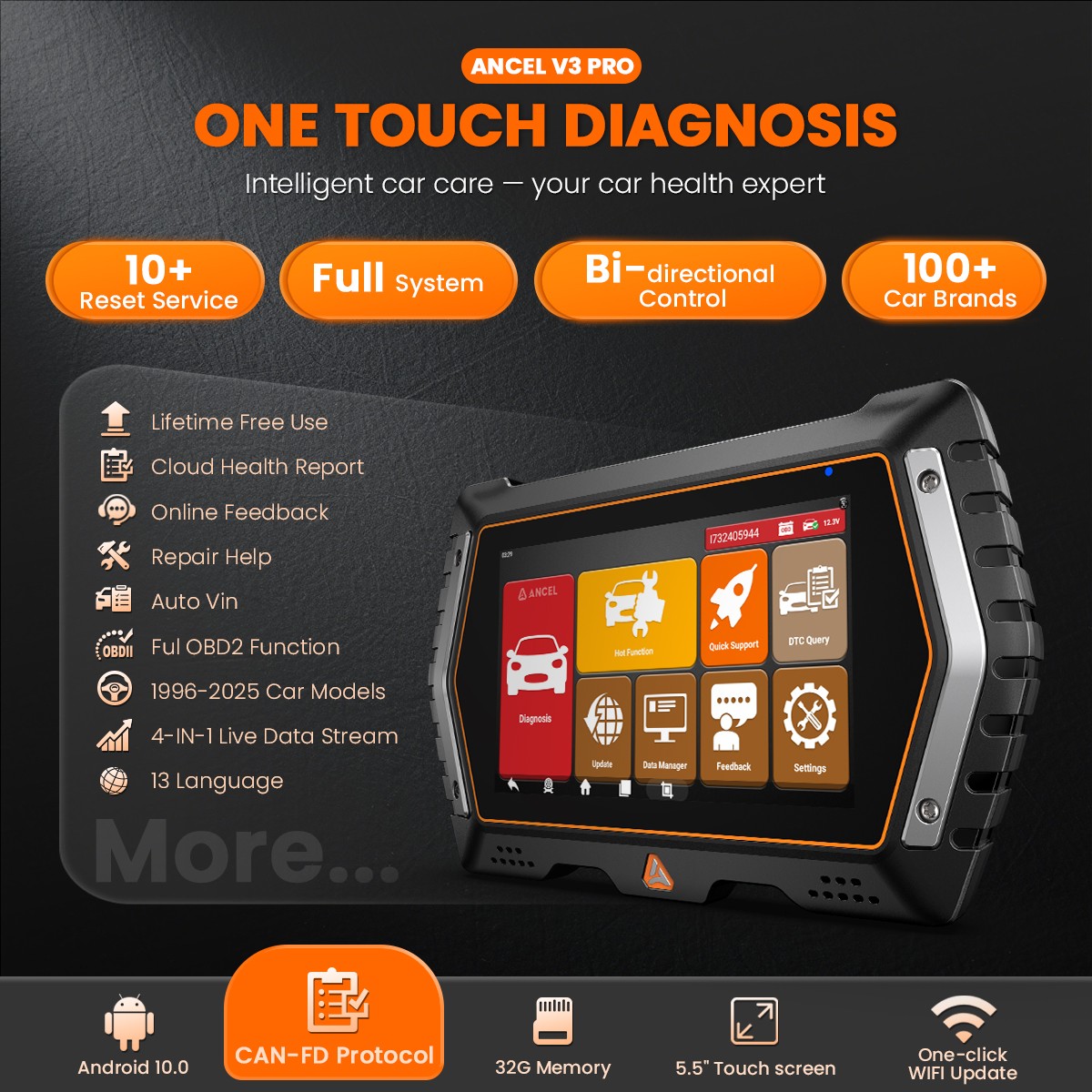 Free Update Lifetime OBD2 Scanner DiagnosticScan Tool Bidirectional Full System