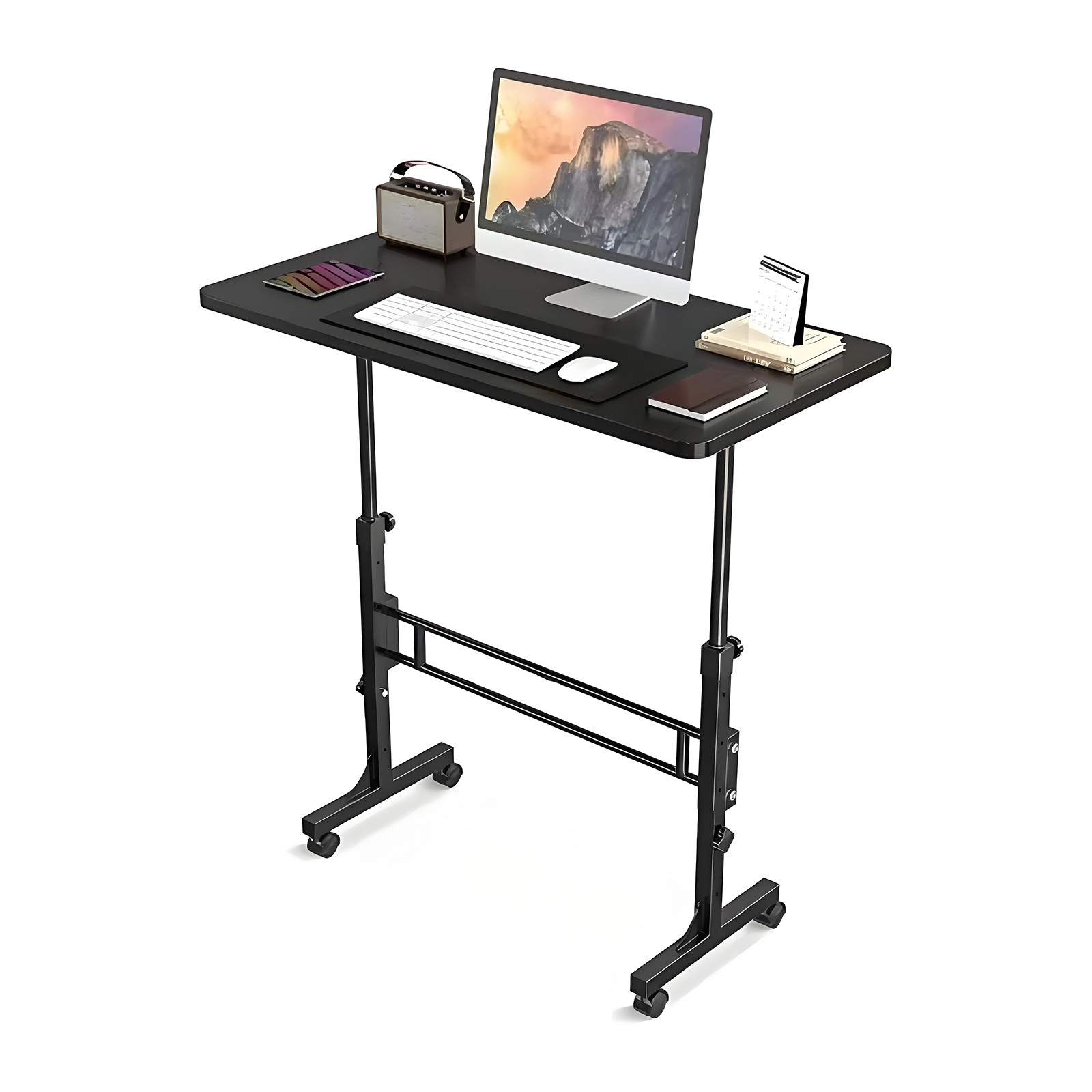 mall Spaces Rolling Computer Desk Corner Laptop Work Desk Printer Table Storage