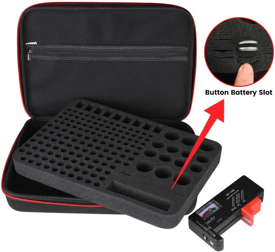 Fireproof Waterproof Battery Organizer Storage Box w/ Tester for 200+ AA AAA