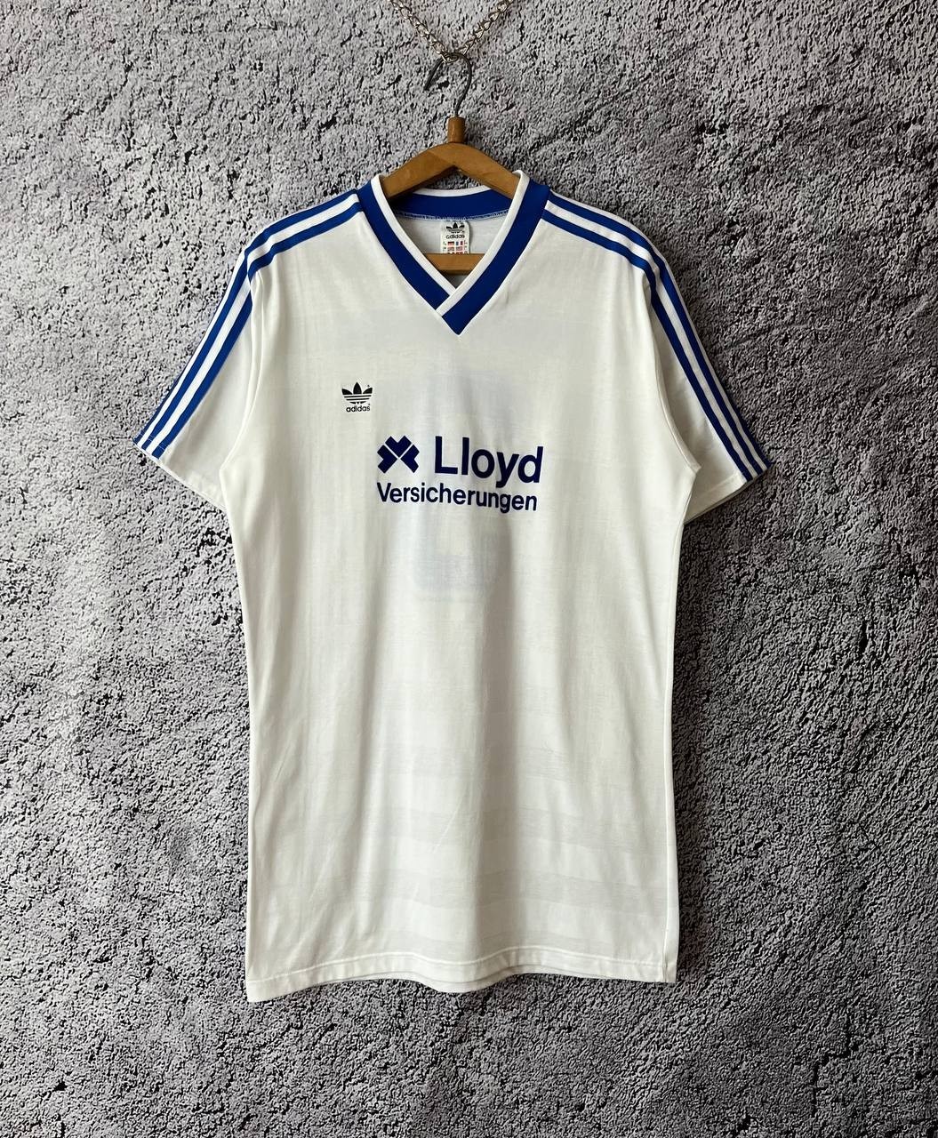 Adidas Vintage 80s Football Shirt Lloyd Versicherungen Waldbühne #3 White Size L