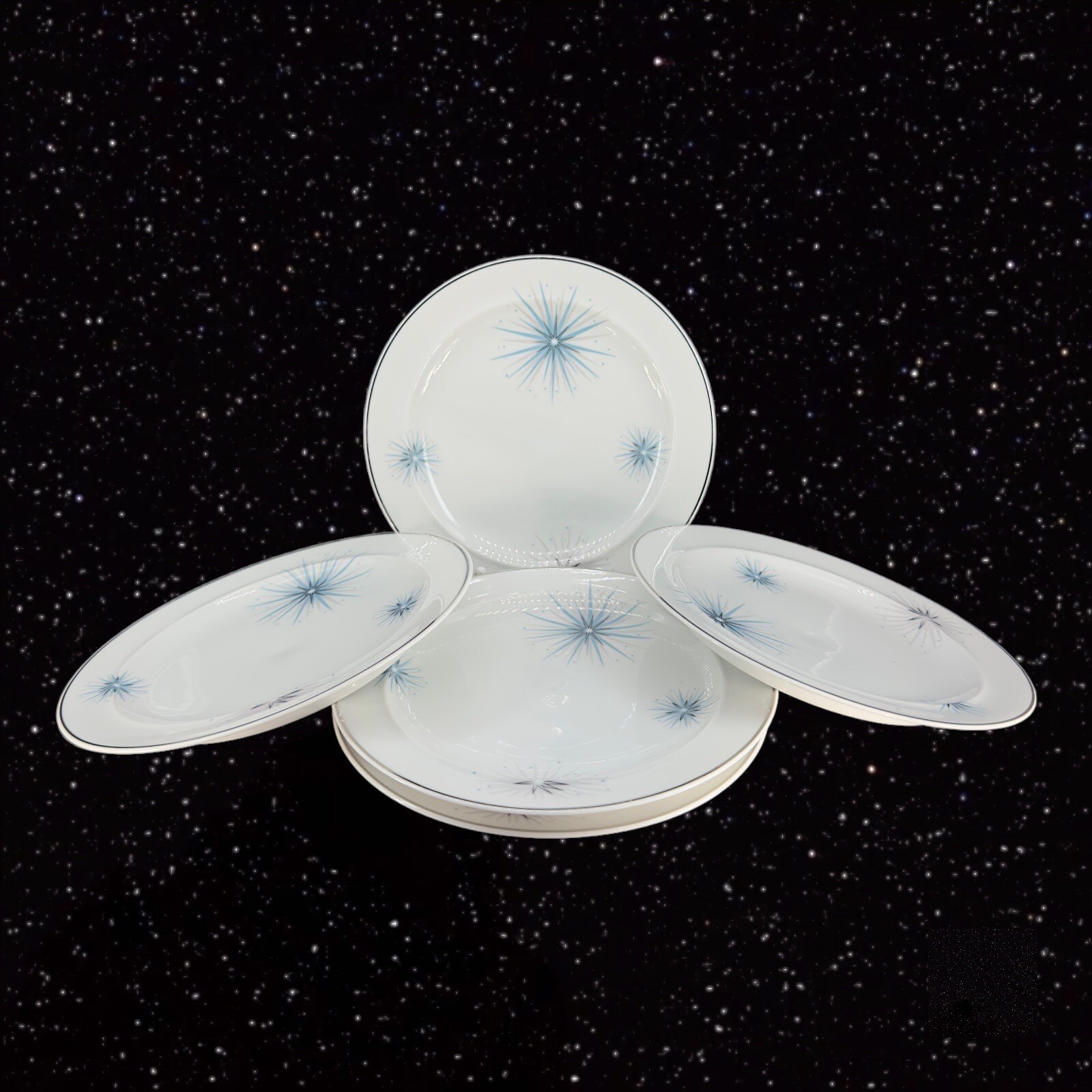 Vintage Easterling Plate Dish Set 5 Star Porcelain Ceramic Mid Century 8.25"W