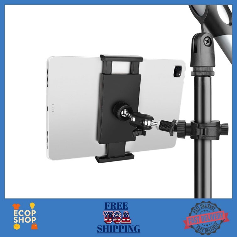 Tablet Holder for Mic Stand, Adjustable Microphone Music Stand Mount for iPad