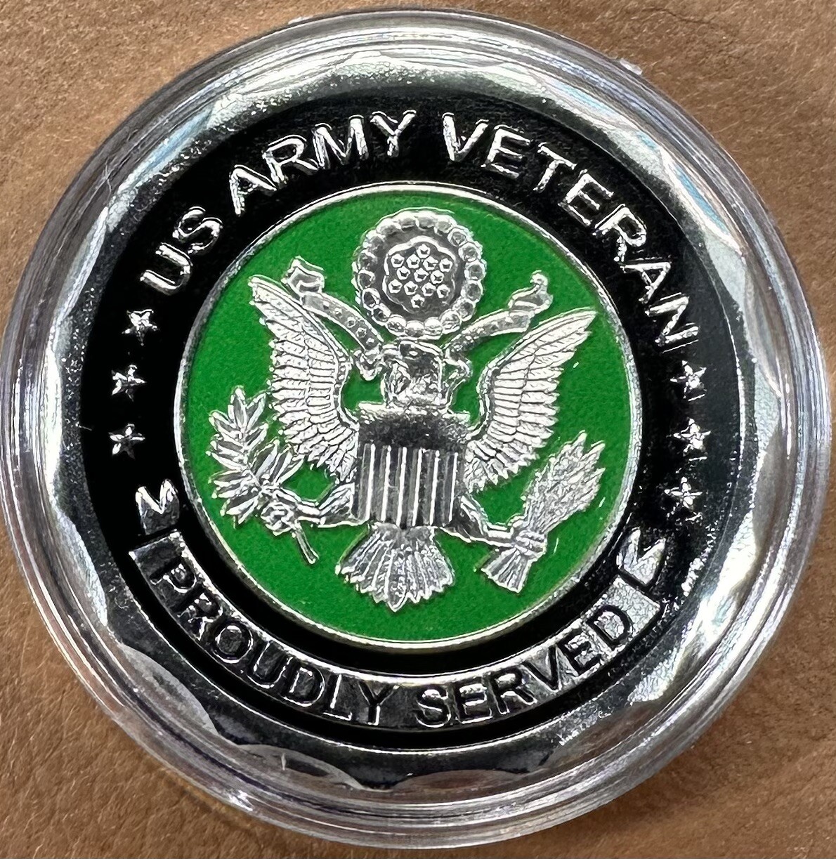 US Military ARMY VETERAN Proudly Served/Challenge Commemorative Coin