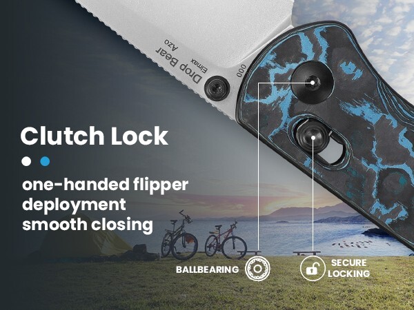 Kizer AZO Drop Bear Folding Knife Elmax Blade Clutch Lock Fatcarbon Ki3619A2