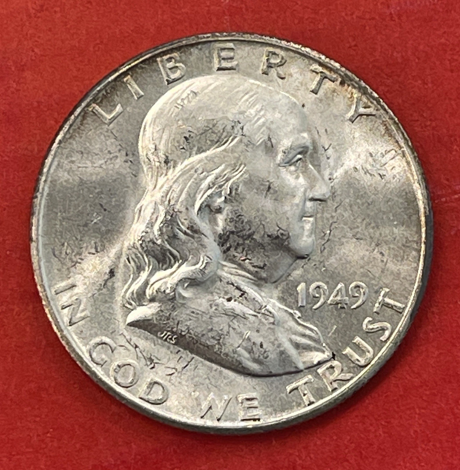 1949 S Franklin Silver Half Dollar, Choice Uncirculated. Key Date.