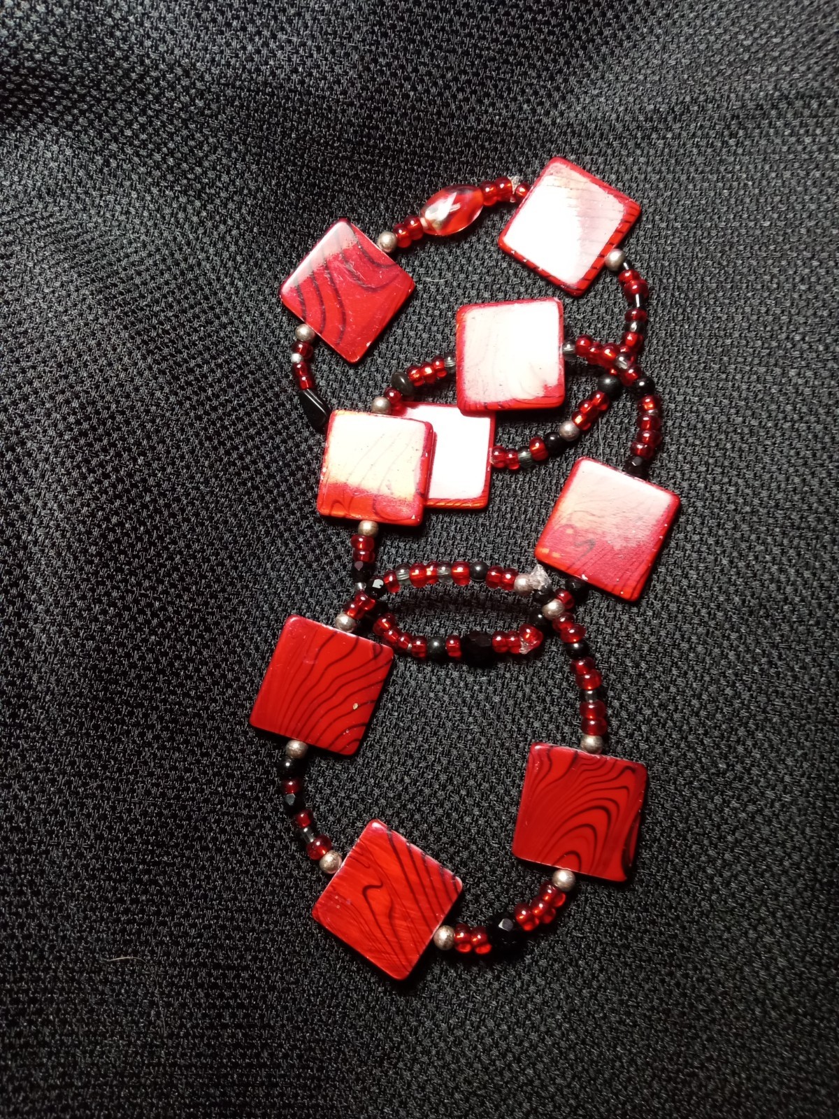 Red & Black Vintagage & Glass Beaded Bracelets