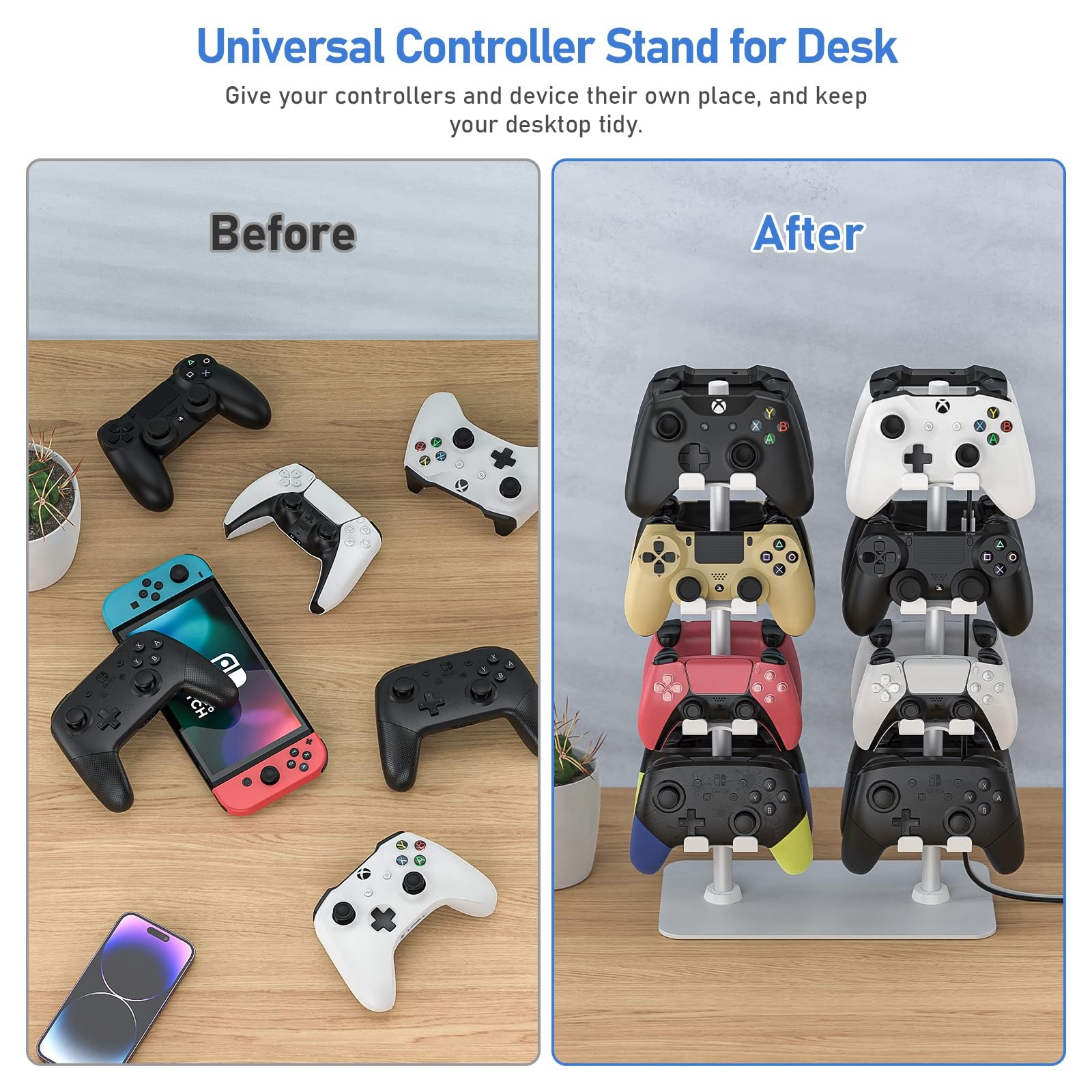 MANMUVIMO Controller Holder for 16 Xbox PS5 16 White, White