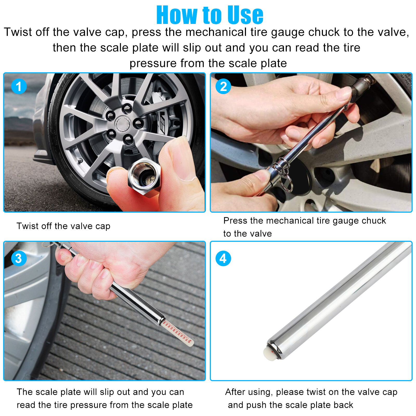 150PSI Heavy Duty Tire Air Pressure Gauge Straight-on Dual Head for Car Truck RV