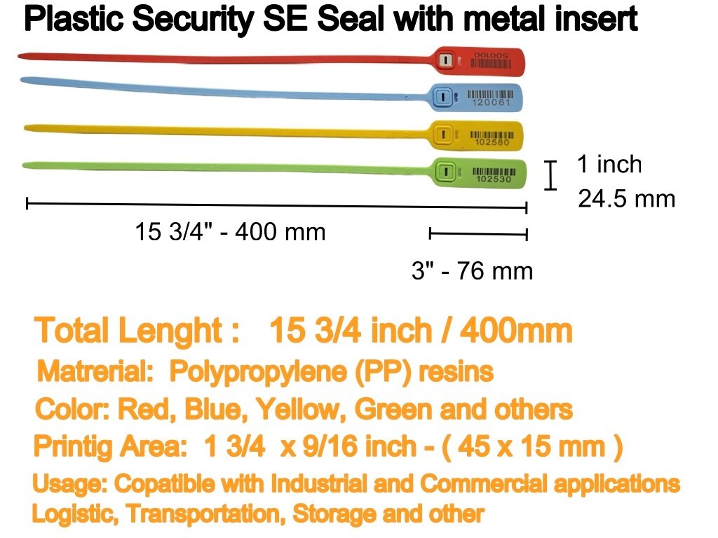 Plastic Security Seals with Metal Insert – 100 pcs Yellow-16-Inch/40cm