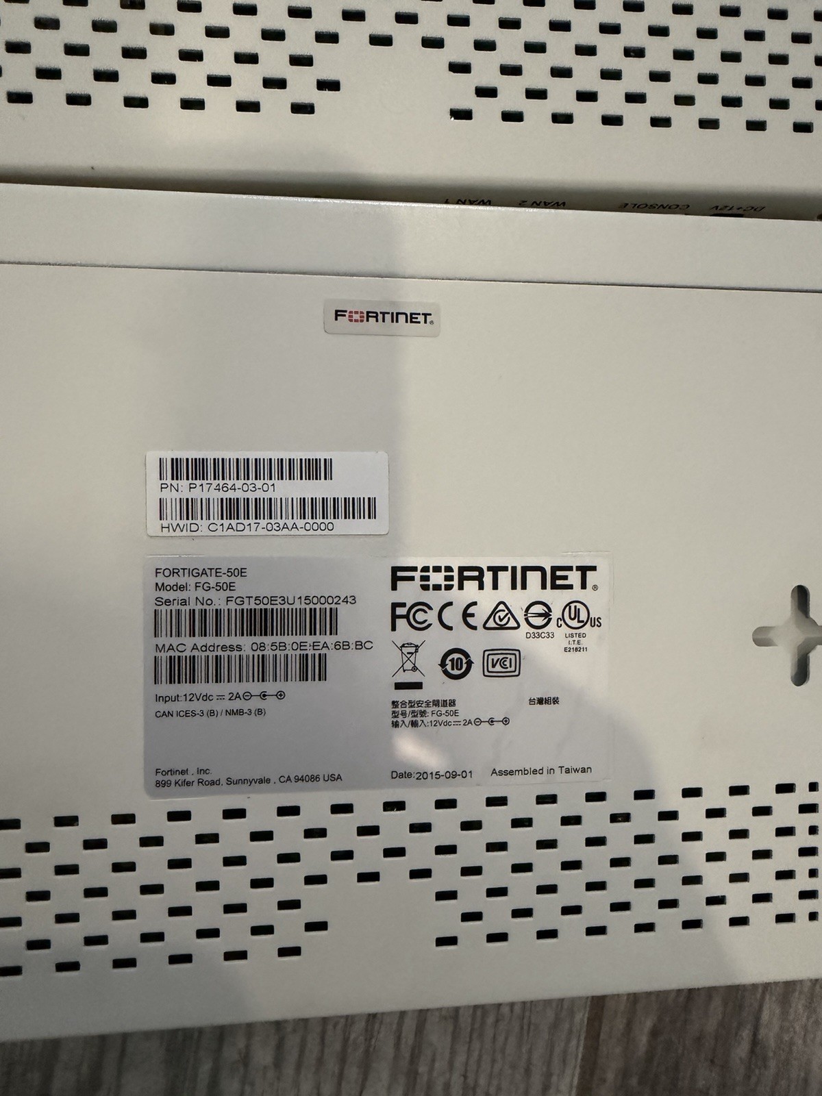 6 Set Lot Fortinet Fortigate-50E Security Firewall Initialized FG-50E w/Adapter