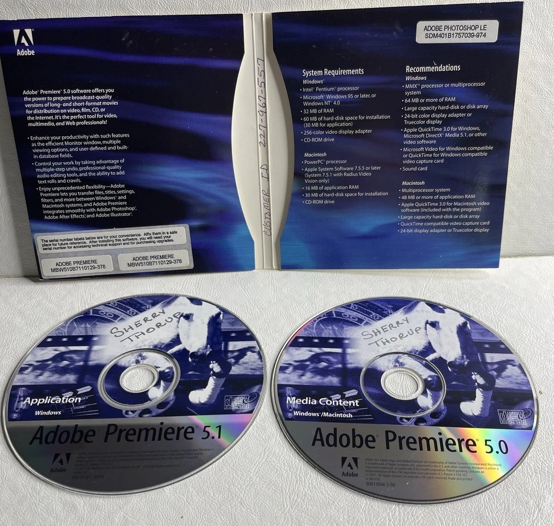 Adobe Premiere 5.0 Upgrade to 5.1 Video Editing Software Box