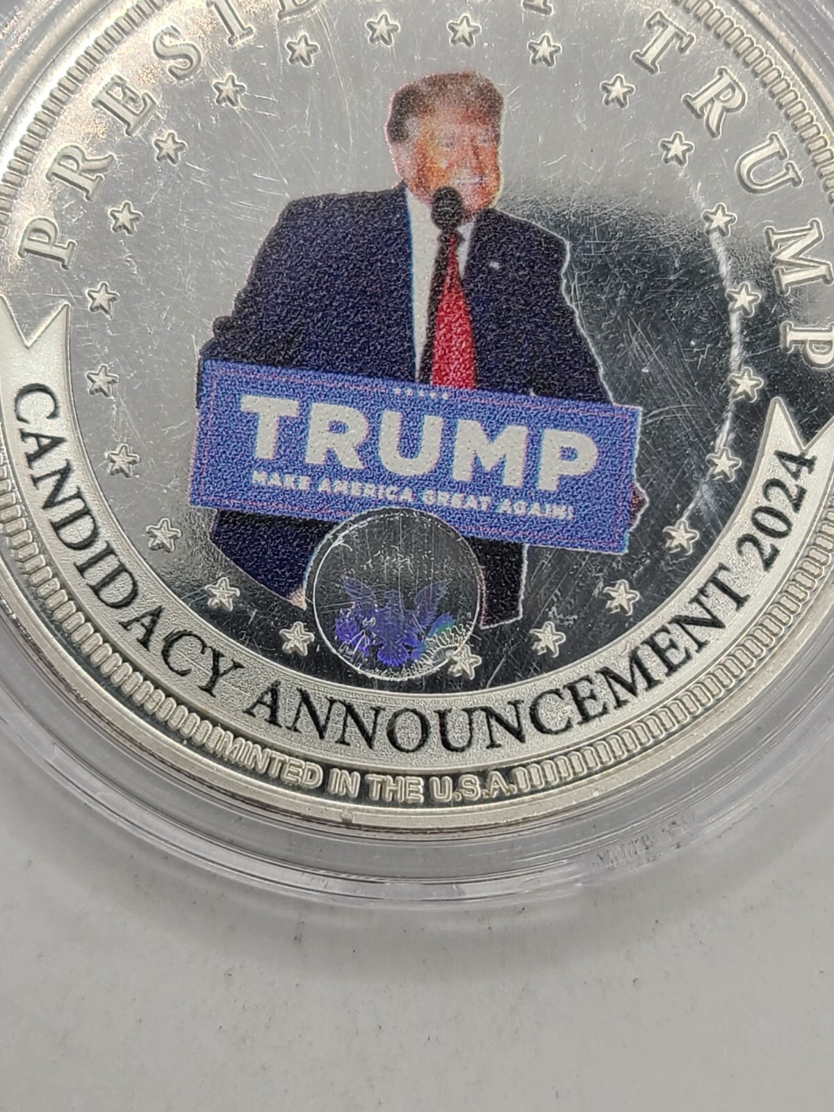 Candidacy Announcement 2024 Trump Silver Plated Coin 1.5"
