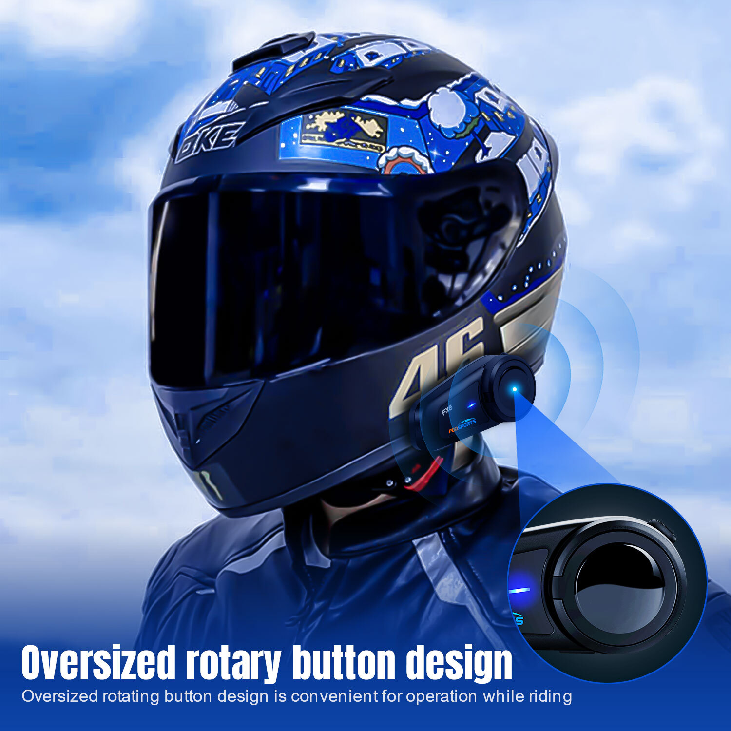 2x FX6 Helmet Intercom Motorcycle Bluetooth Headset 1000m 6 Riders Communication