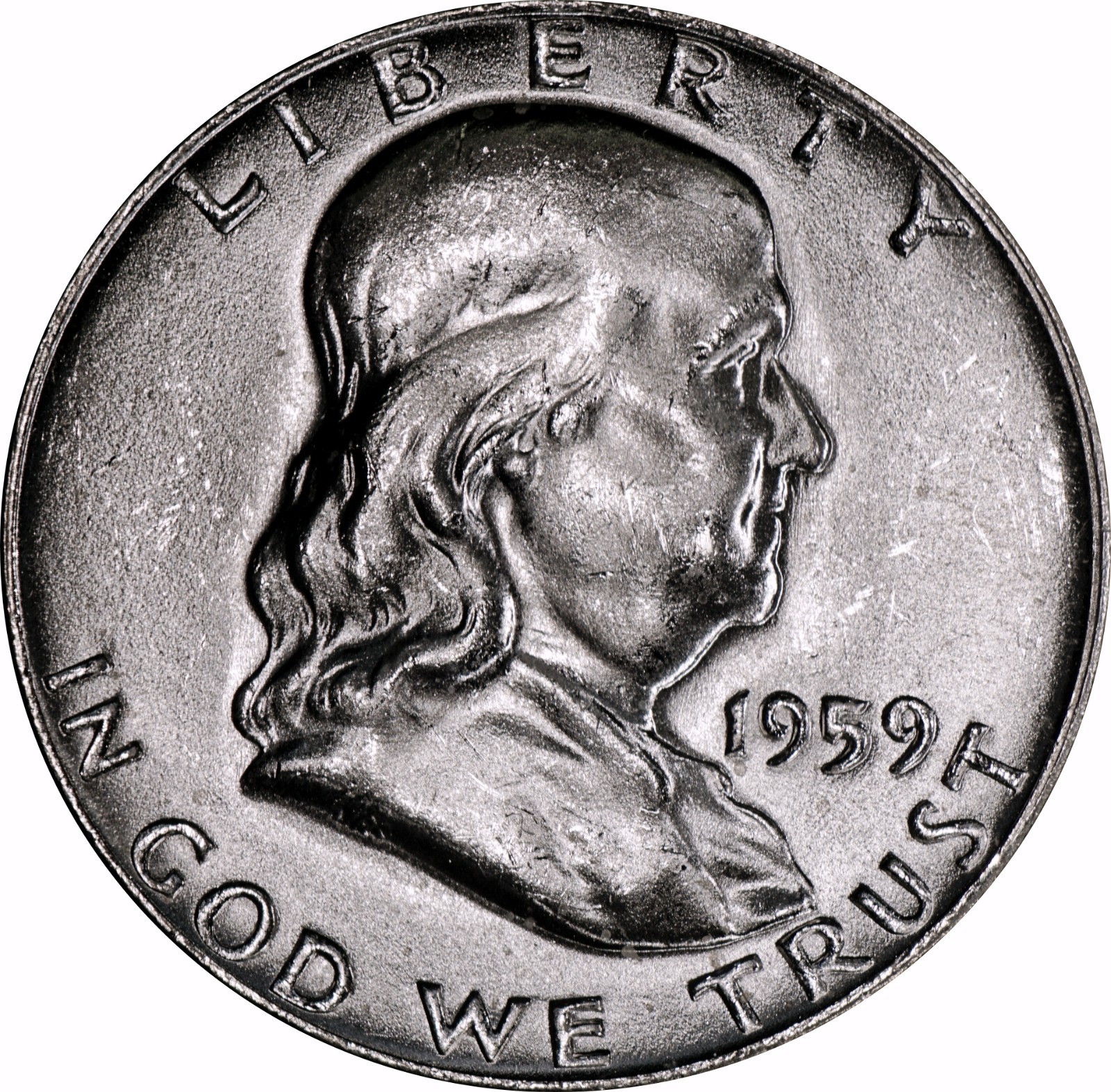 1959 Franklin Half Dollar Brilliant UNC Type 1, Bugs Bunny FS-401, As Shown  029