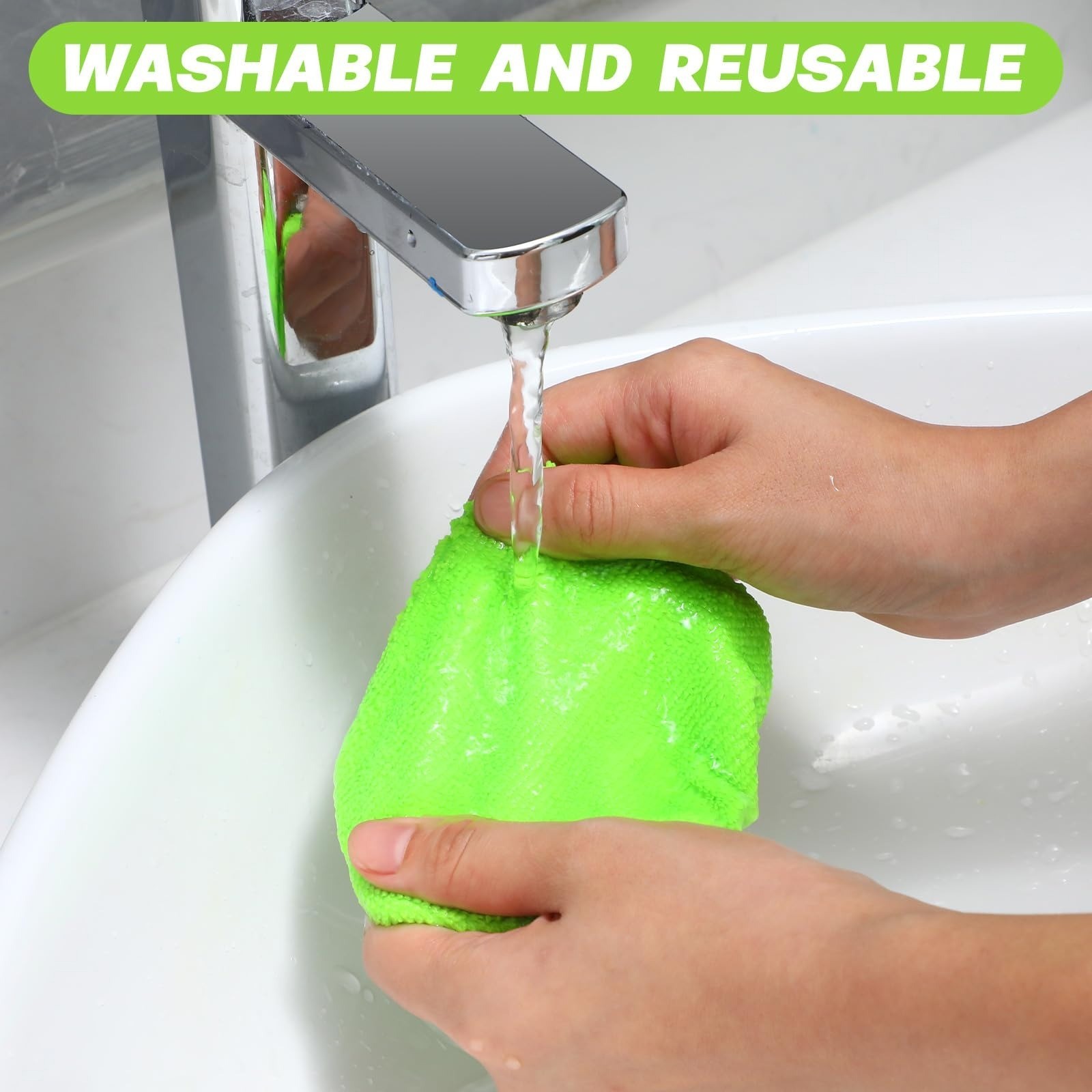 2 Pack Window Windshield Cleaning Tool Microfiber Car Wiper Cleaner Glass Brush