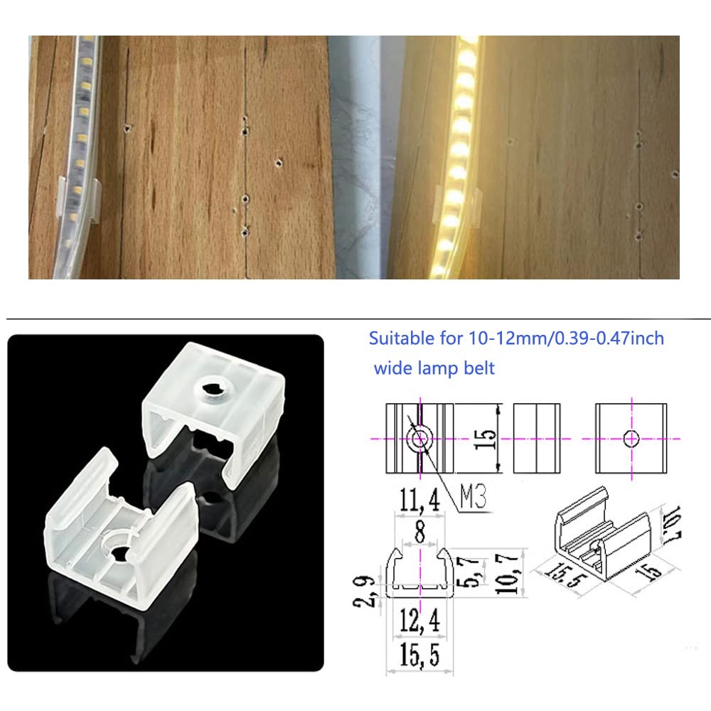 50 Pack Under Cabinet Lighting Mount Clips LED Strip Lights Mounting Brackets...
