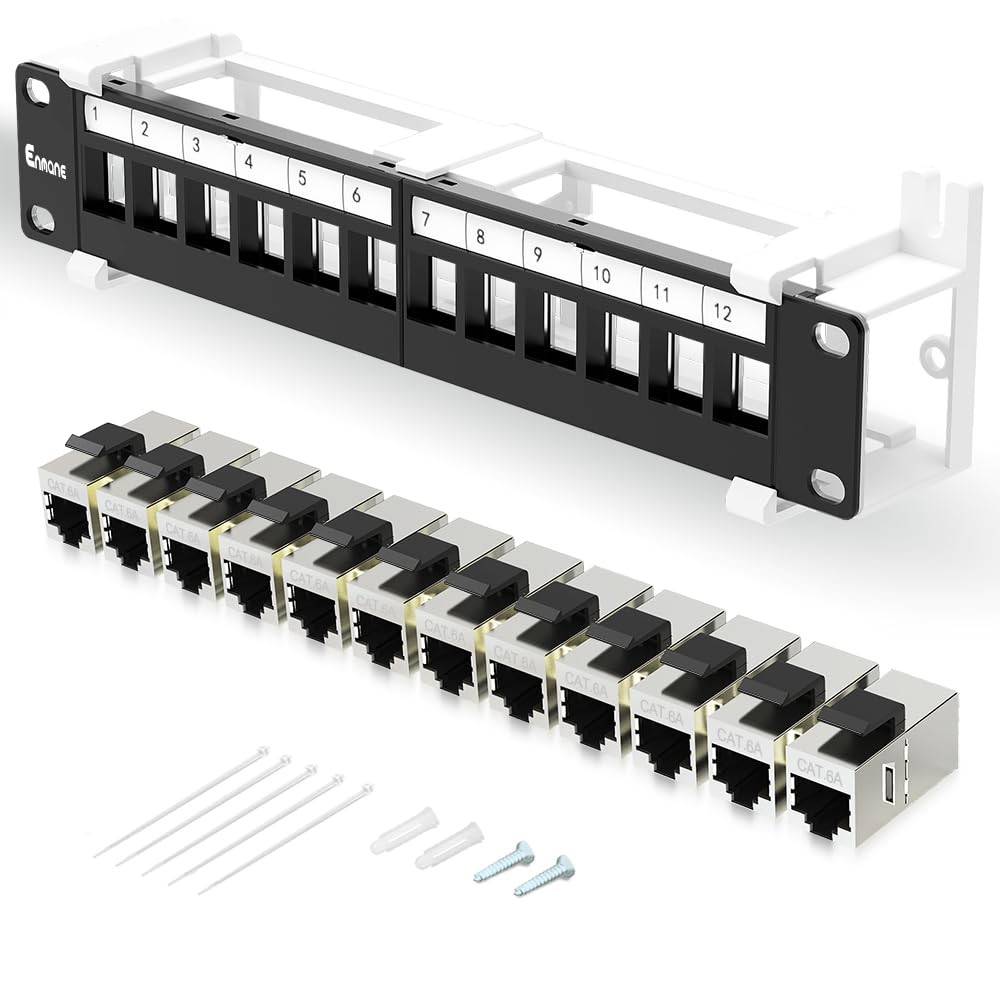 12 Port Patch Panel CAT6a Patch Panel EC Listed Wall Mount 10 Inch Bracket In...