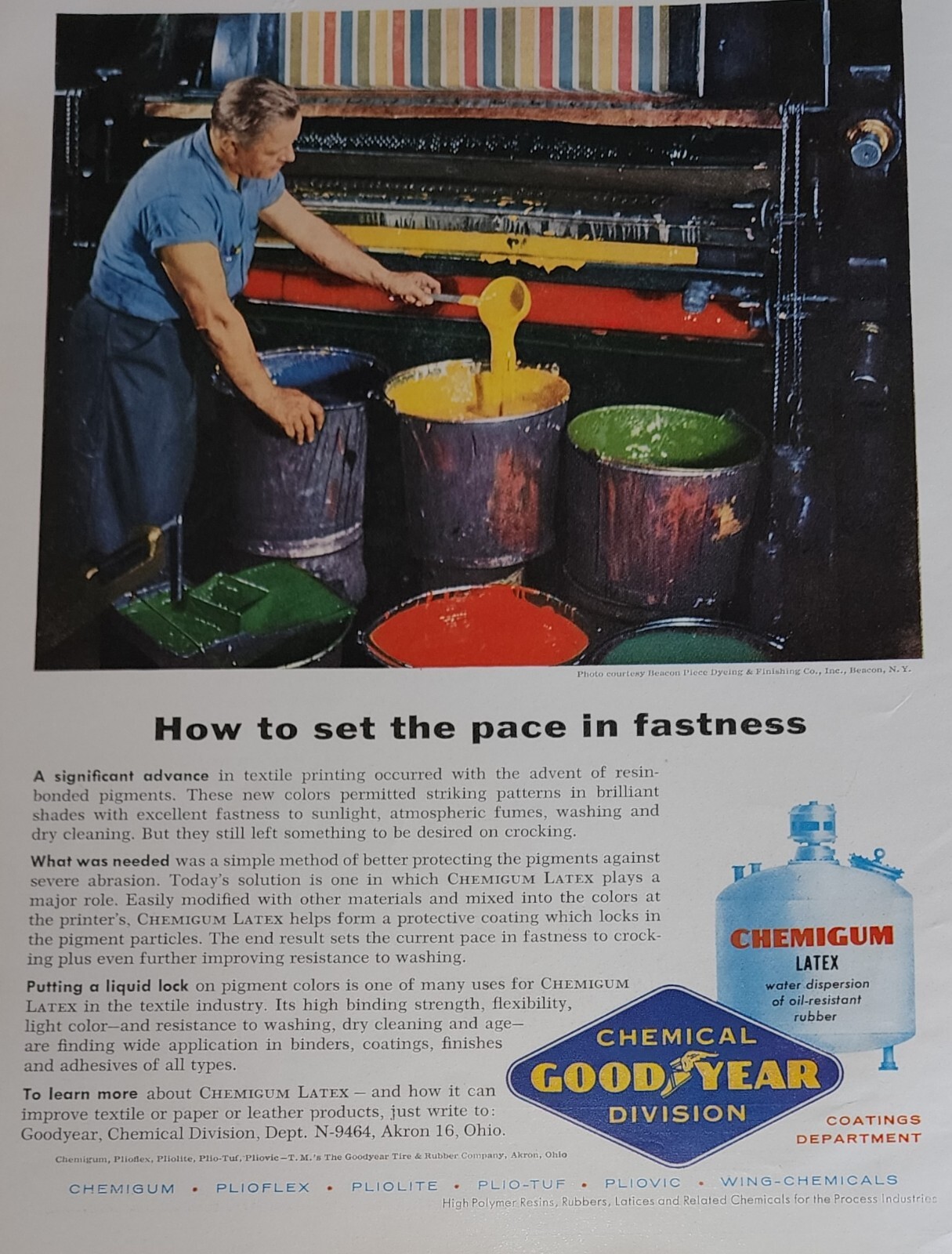 GoodYear Chemical Magazine Picture Ad Advertisement Vtg Colorful Wall Art
