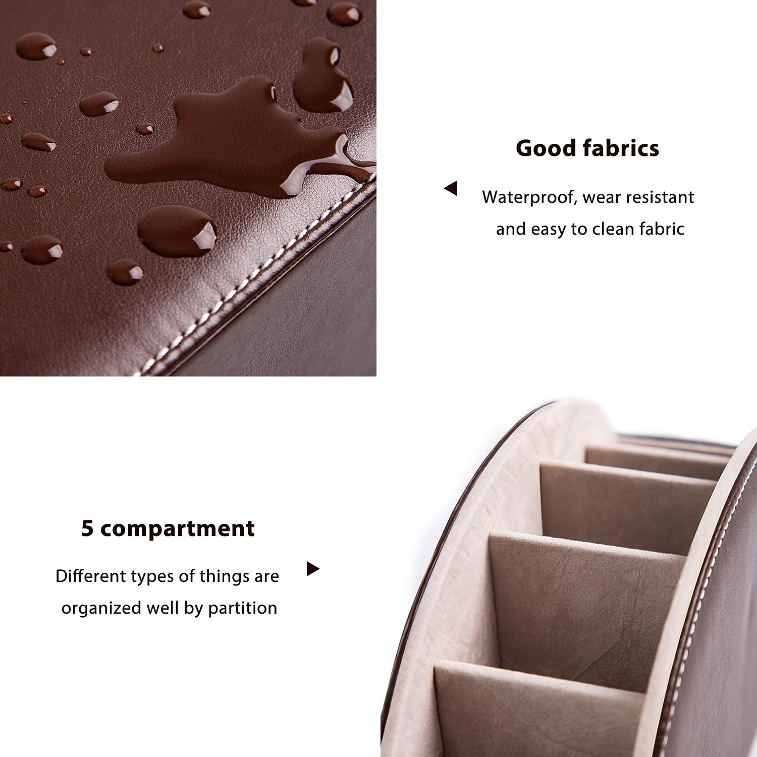 Remote Control Holders Organizer Box with 5 Compartment PU Leather Multi-func...