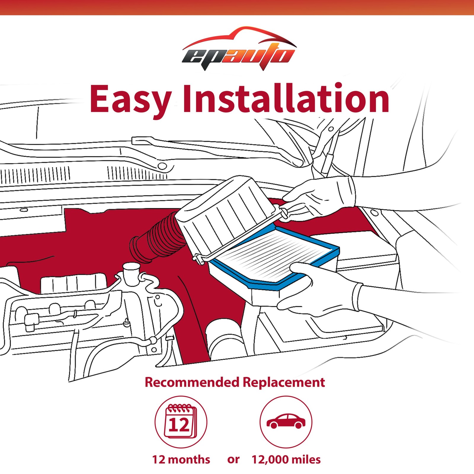 EPAuto GP295 (CA12295) Engine Air Filter Replacement for Subaru Crosstrek,...