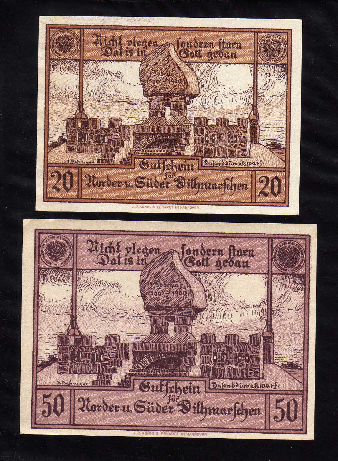 NORDER u. SUDER DILHMARSCHEN - GERMANY NOTGELD -  20, 50 PFENNIG