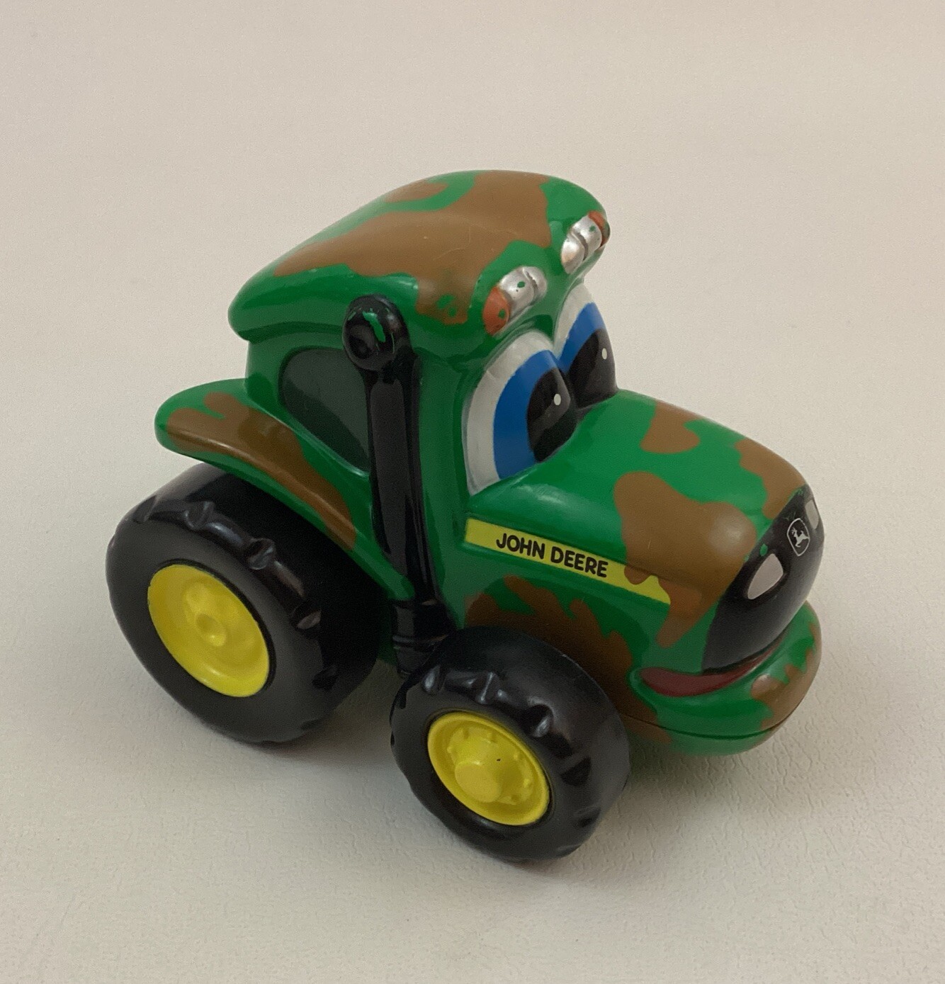 John Deere ERTL Diecast Green Brown Camo Rolling Tractor Toy W/Eyes 2-1/2” Tall