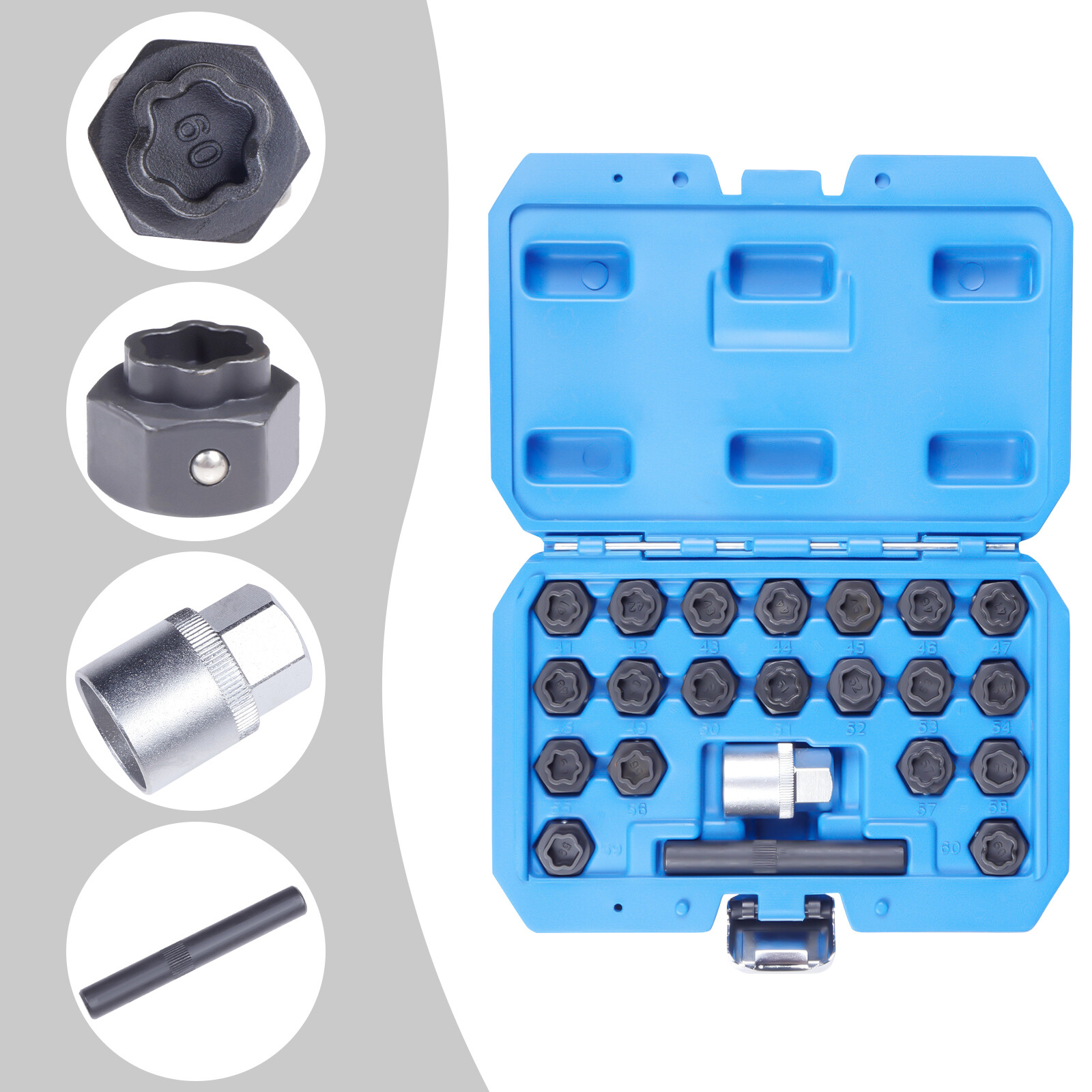 22pcs Universal Locking Lug Nut Master Key Set Wheel Lock Removal Tool NEW US
