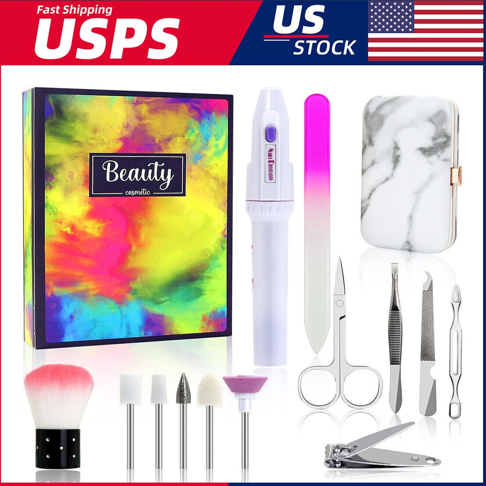 Electric Nail Drill File Acrylic Art File Manicure Pedicure Portable Machine Kit