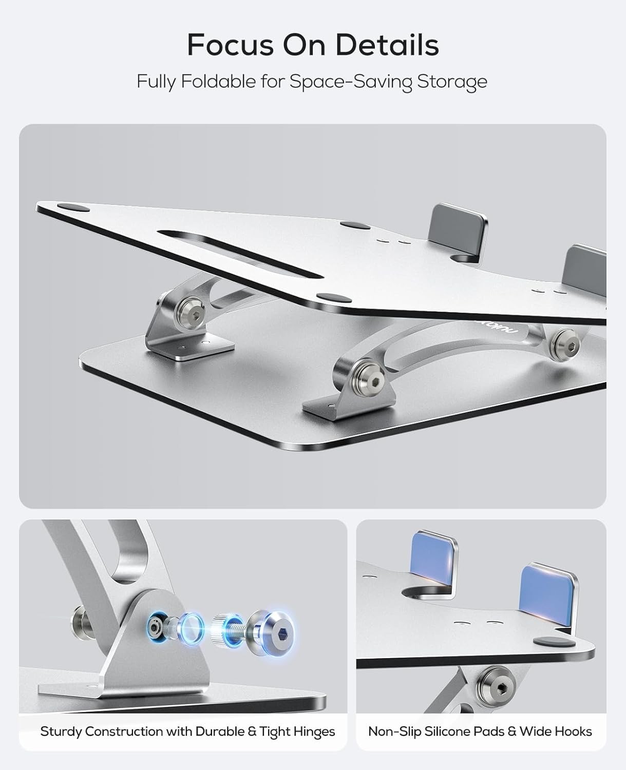 Ergonomic Adjustable Laptop Stand for Desk, Dual Foldable Computer Riser with...