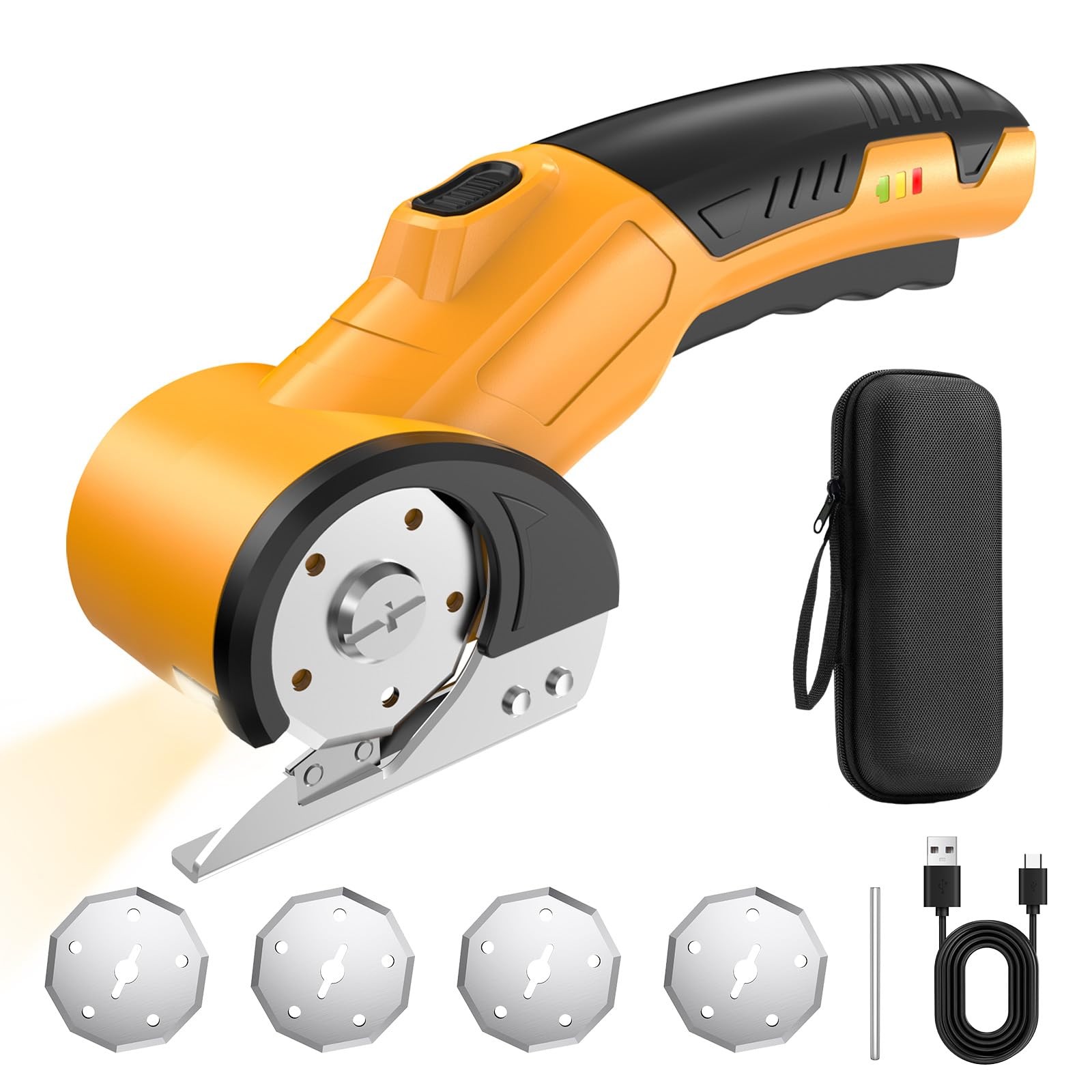 Tanson Cardboard Cutter Cordless Electric Scissors,4V Mini Orange-yellow