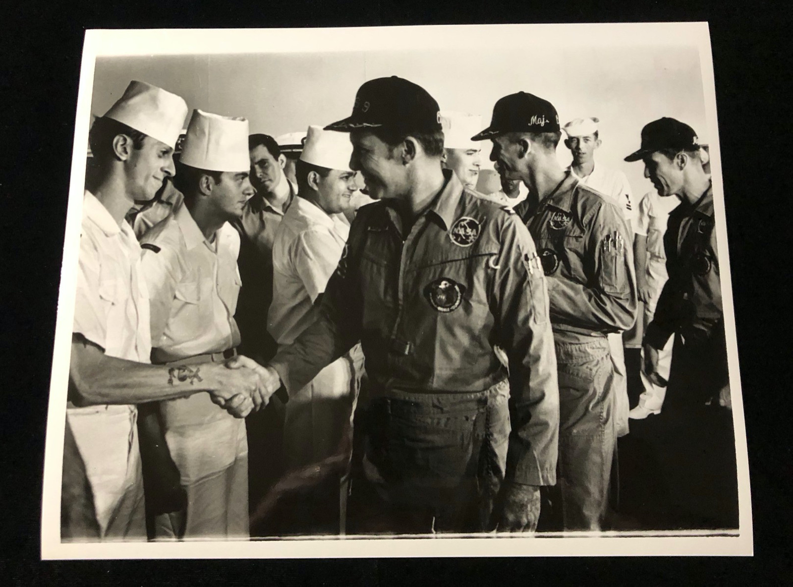 APOLLO 7 CREW WITH USS ESSEX COOKS SPECIAL INTEREST PHOTO MARSHALL SFC ALABAMA