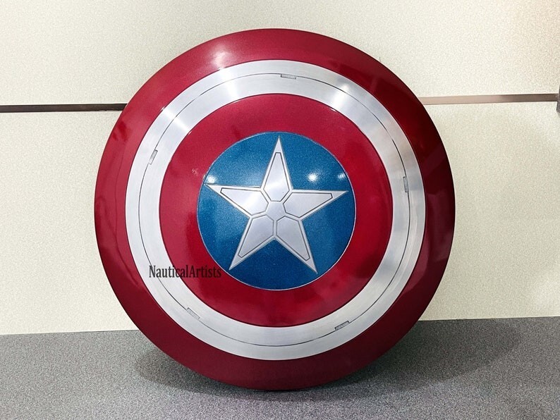 24" Metal Captain America Shield Round Shield With Leather Straps Larp Cosplay