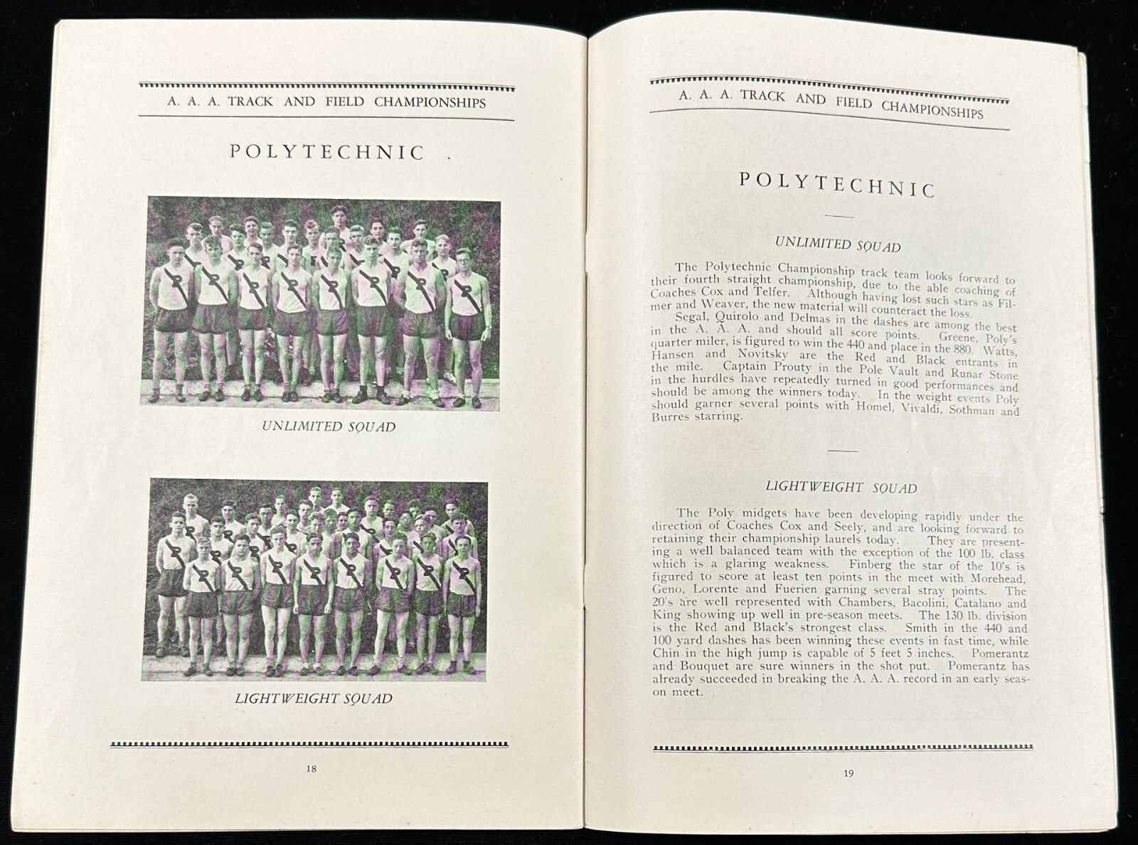 1929 SF High School AAA Track and Field Championships Official Program