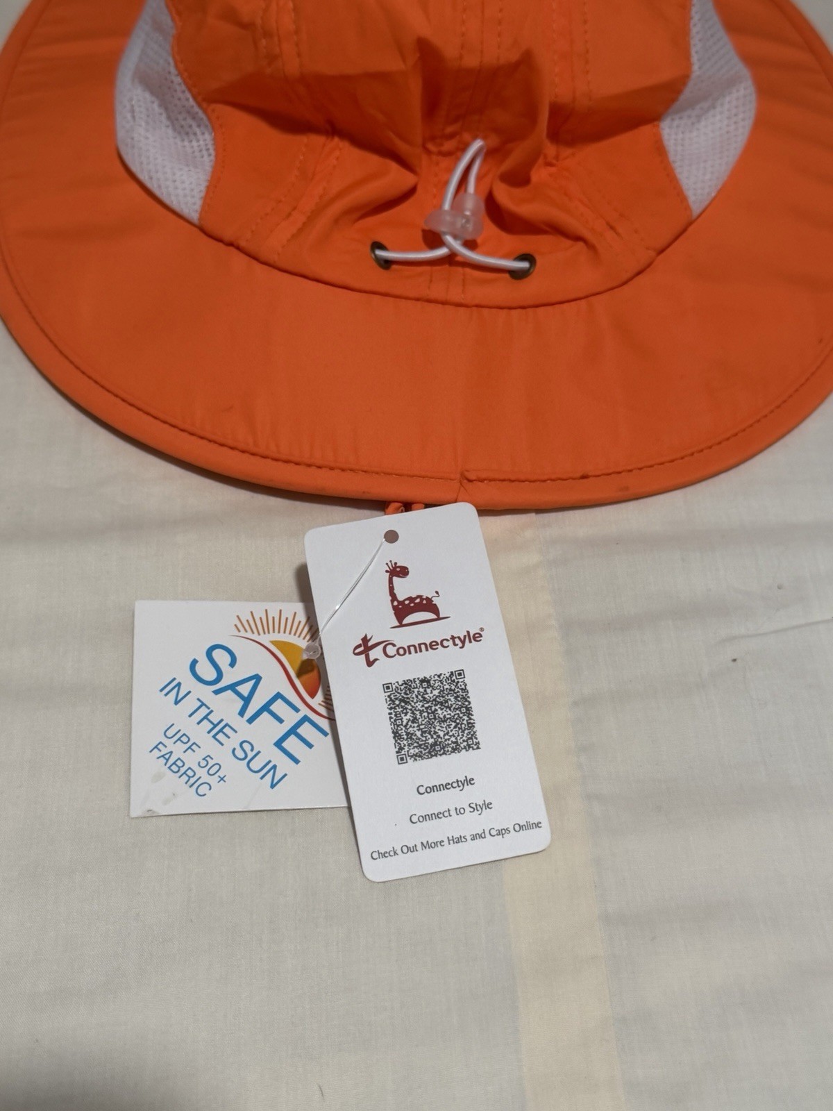 Connectyle Orange Wide Brim Sun Hat UPF 50+ Adjustable Mesh Vent Bucket Hat NWT