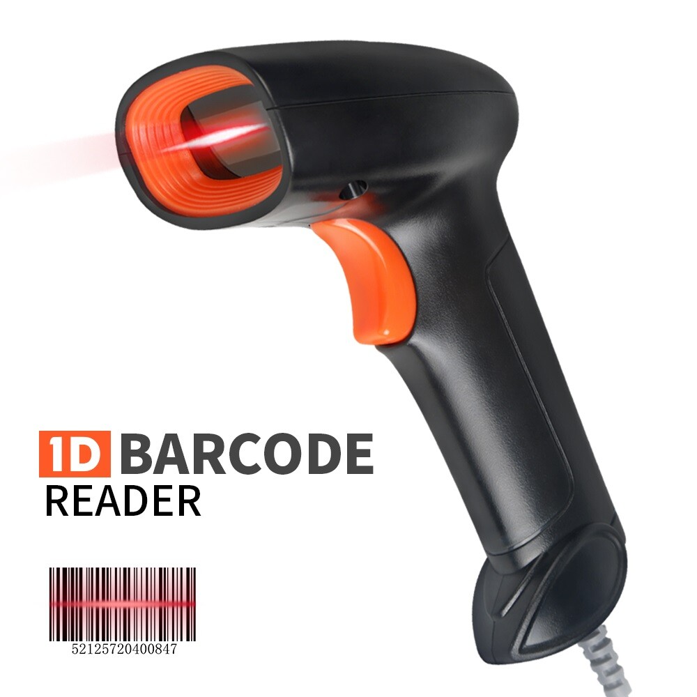 Automatic Wired Laser 1D Barcode Scanner Gun Handheld Bar Code Reader