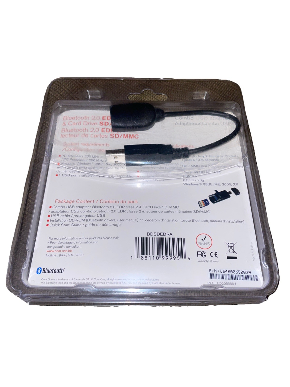 Com One Bluetooth 2.0 EDR & Card Drive SD/MMC Combo USB Adapter