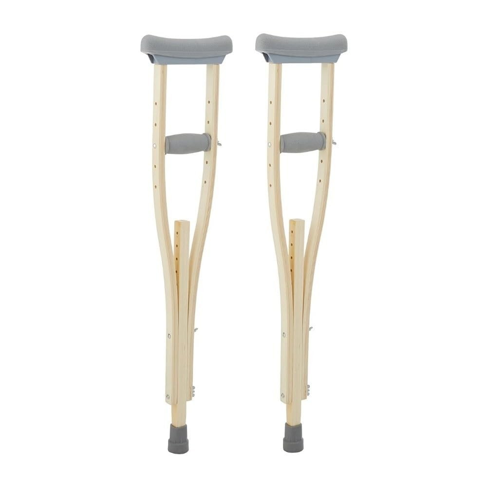 Sammons Preston Wooden Crutches, Adult Size, Latex Free, Sturdy Leg Supports for