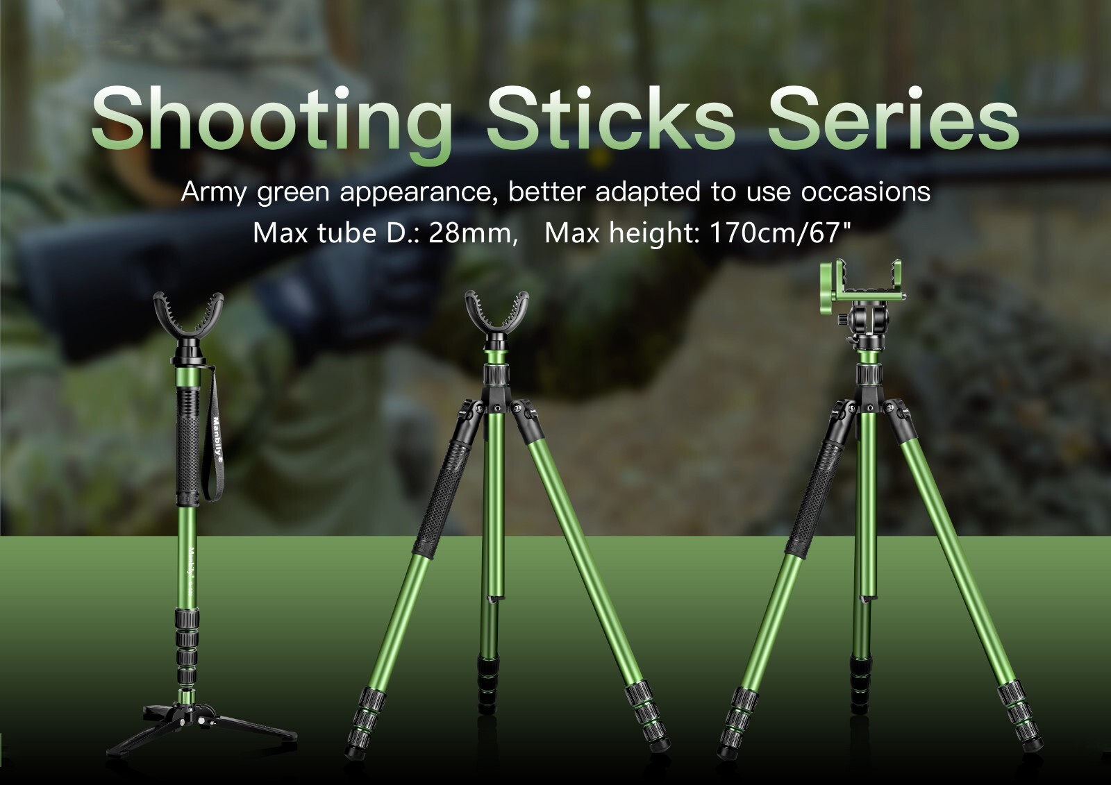 Manbily Shooting Stick Monopod with Tri-Stand Tripod Base, with Rotating US