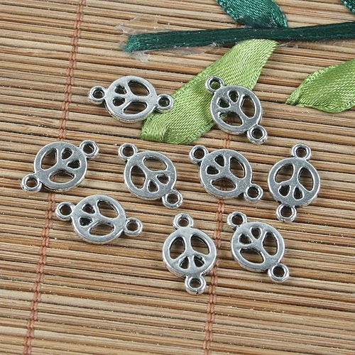 30pcs 15*9mm Tibetan  Silver Color Connector Peace Sign Links G1158